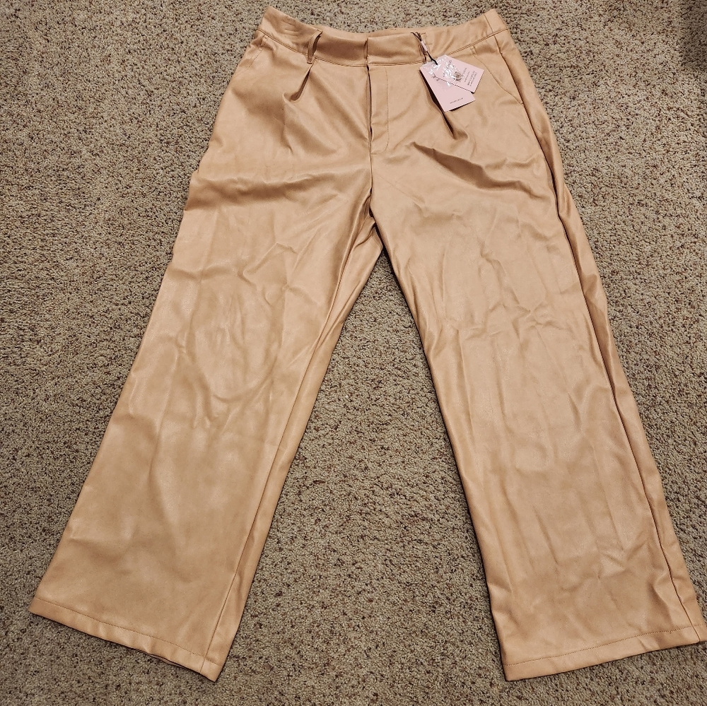 Avec Les Filles Low-Rise Faux Leather Pants